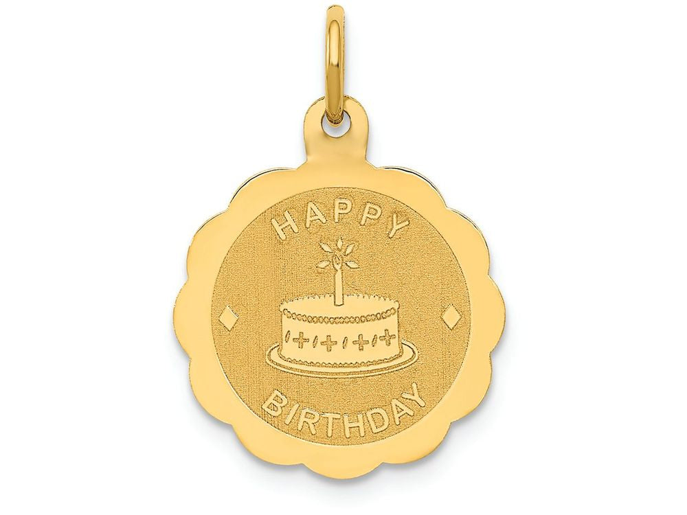FJC Finejewelers 14k Yellow Gold Polished Satin Engraveable Happy Birthday Charm