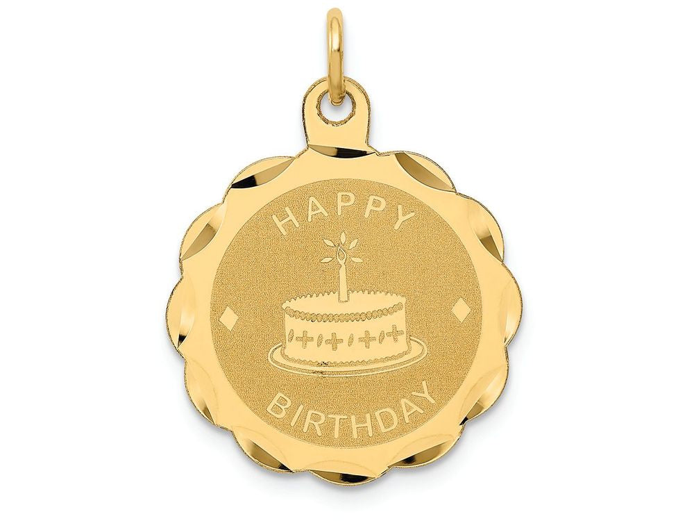 FJC Finejewelers 14k Yellow Gold Happy Birthday Charm 19 x 26mm
