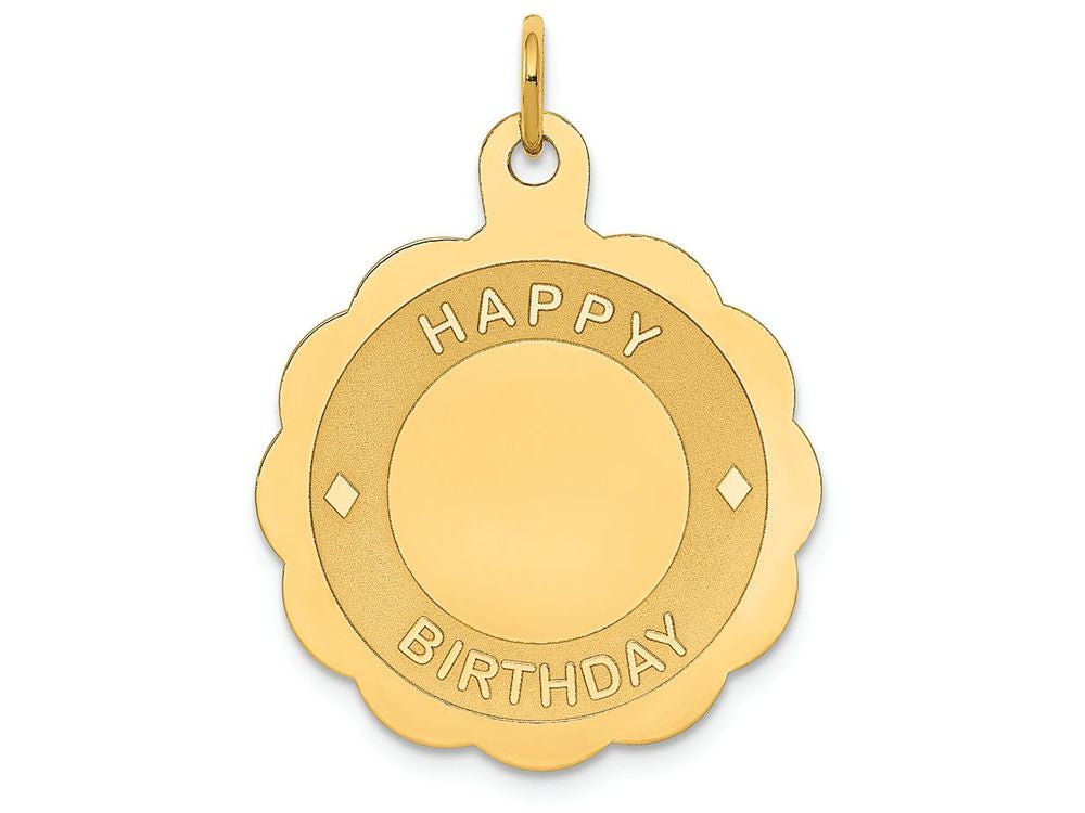 FJC Finejewelers 14k Yellow Gold Happy Birthday Disc Charm 22 x 30 mm