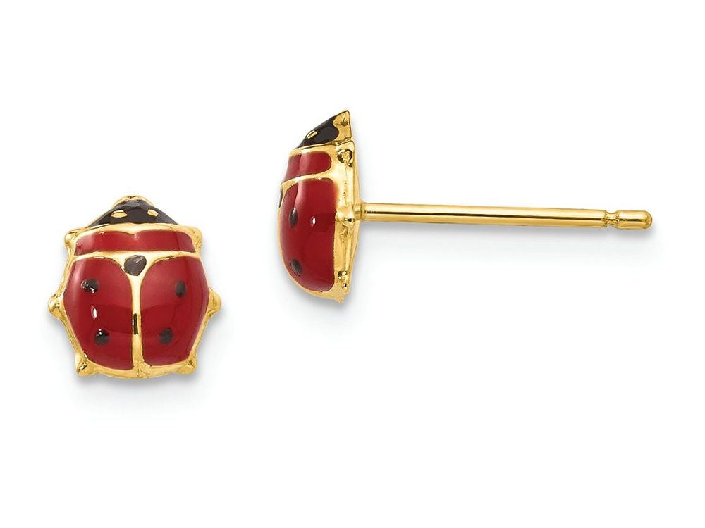 FJC Finejewelers 14k Yellow Gold Enameled Ladybug Post Earrings