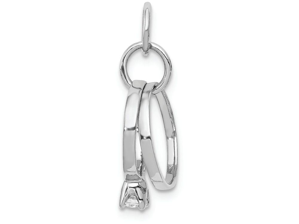 FJC Finejewelers 14k White Gold Polished CZ Wedding-Rings Charm 15 x 18mm
