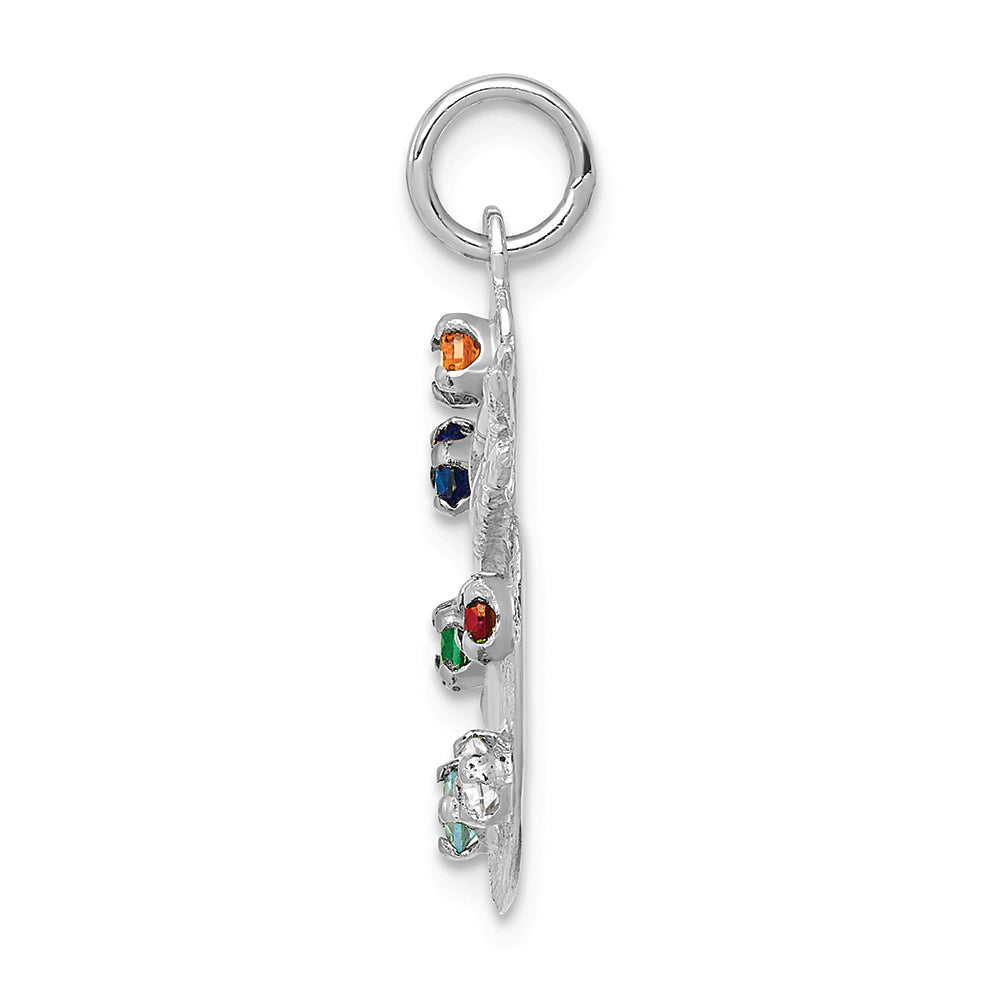 FJC Finejewelers 14k White Gold Artist Palette with CZ Stones Charm