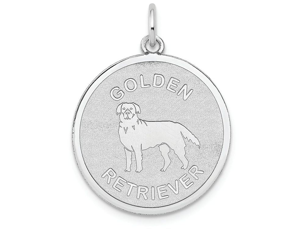 FJC Finejewelers 14k White Gold Polished Engravable Golden Retriever Disc Charm