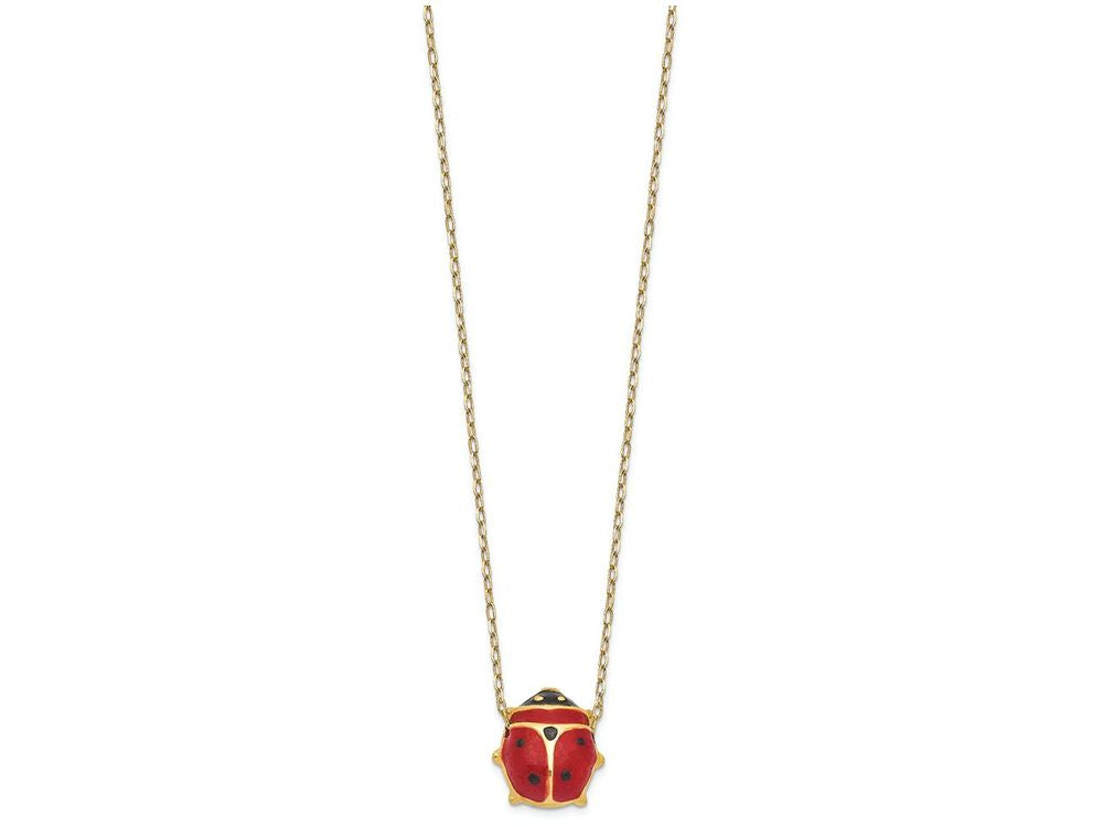 FJC Finejewelers 14k Yellow Gold Enameled Ladybug Necklace 9 x 10mm 17 Inches in Length