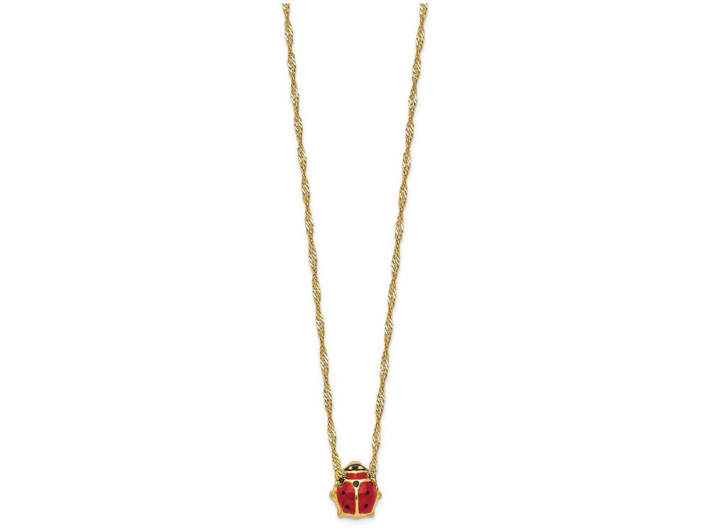 FJC Finejewelers 14k Yellow Gold Enameled Ladybug Necklace