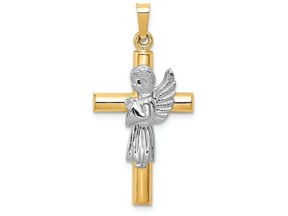 FJC Finejewelers 14k Two-tone Gold Angel Cross Charm