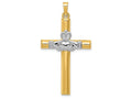 FJC Finejewelers 14k Two-tone Gold Claddagh Cross Charm 22 x 41mm