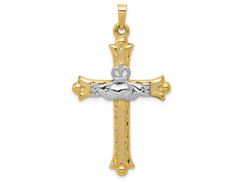 FJC Finejewelers 14k Two-tone Gold Claddagh Cross Charm