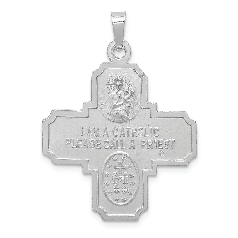 FJC Finejewelers 14k White Gold Four Way Medal Charm