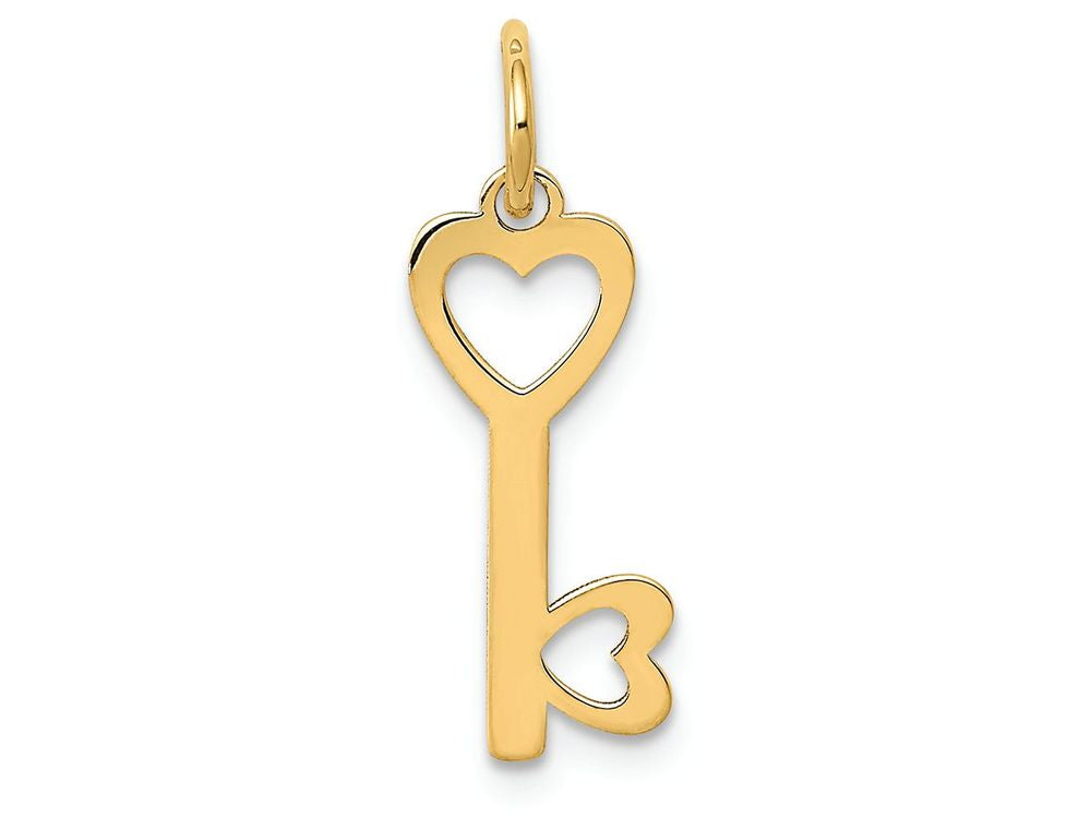 FJC Finejewelers 14k Yellow Gold Heart-shaped Key Charm
