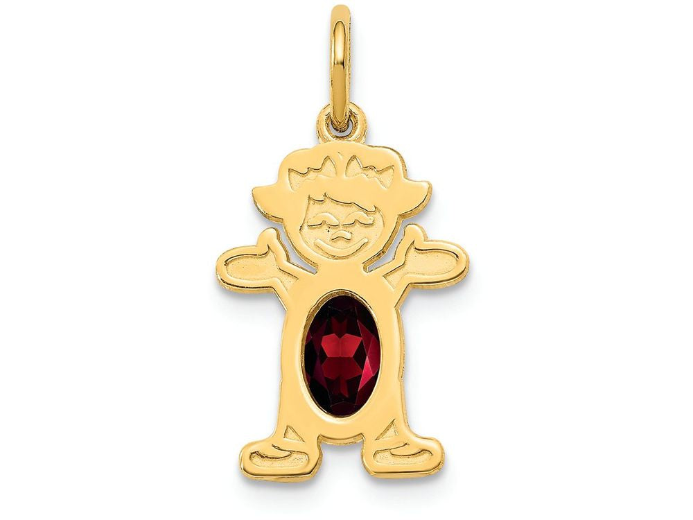 FJC Finejewelers 14k Yellow Gold Girl 6x4 Oval Genuine Garnet January Birthstone Charm