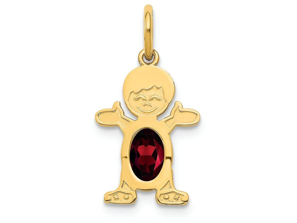 FJC Finejewelers 14k Yellow Gold Boy 6x4 Oval Genuine Garnet January Birthstone Charm