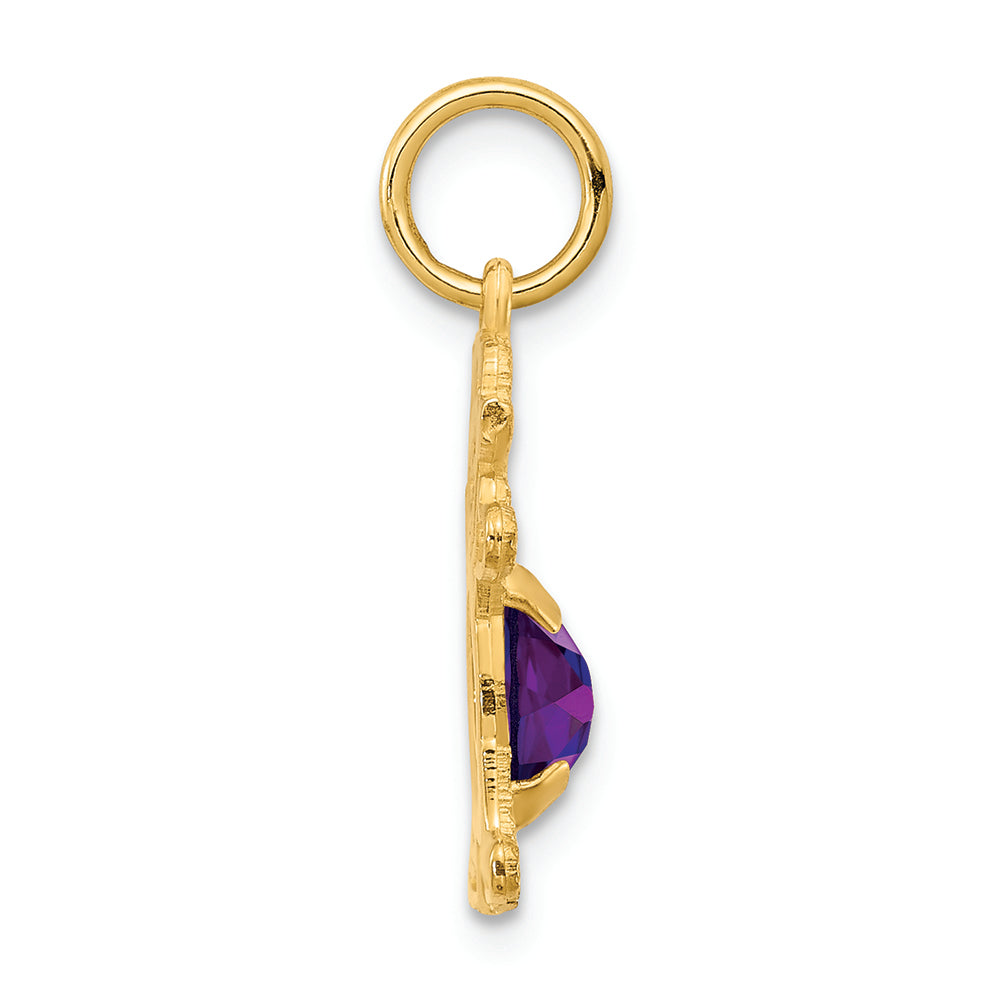 FJC Finejewelers 14k Yellow Gold Girl 6x4 Oval Genuine Amethyst February Birthstone Charm