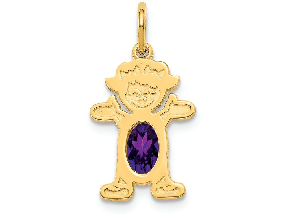 FJC Finejewelers 14k Yellow Gold Girl 6x4 Oval Genuine Amethyst February Birthstone Charm