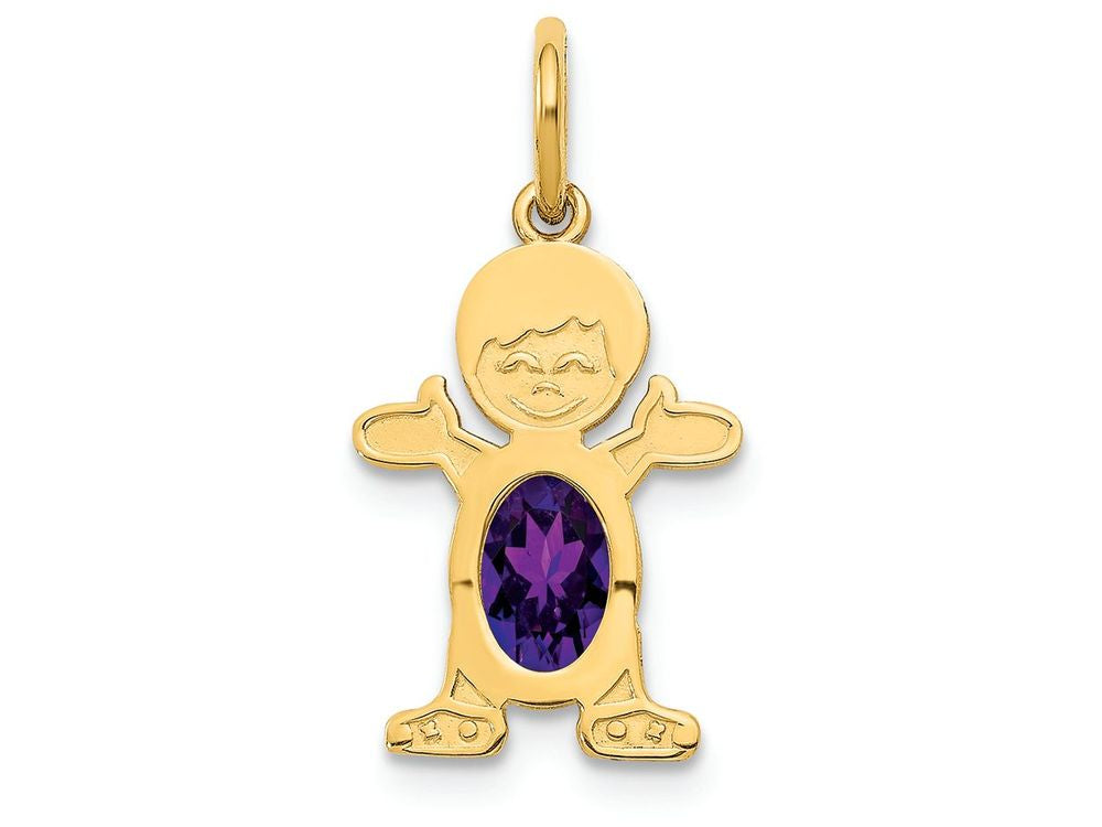 FJC Finejewelers 14k Yellow Gold Boy 6x4 Oval Genuine Amethyst February Birthstone Charm