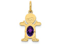 FJC Finejewelers 14k Yellow Gold Boy 6x4 Oval Genuine Amethyst February Birthstone Charm
