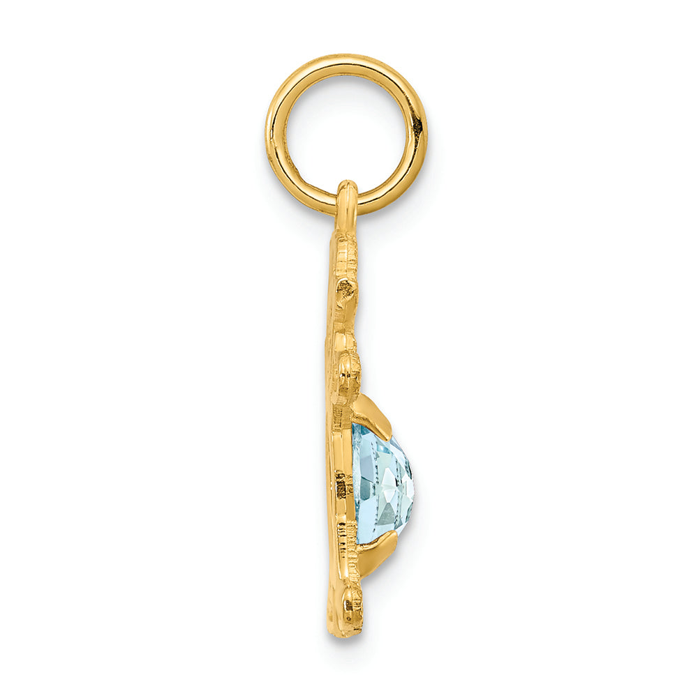FJC Finejewelers 14k Yellow Gold Girl 6x4 Oval Genuine Aquamarine March Birthstone Charm