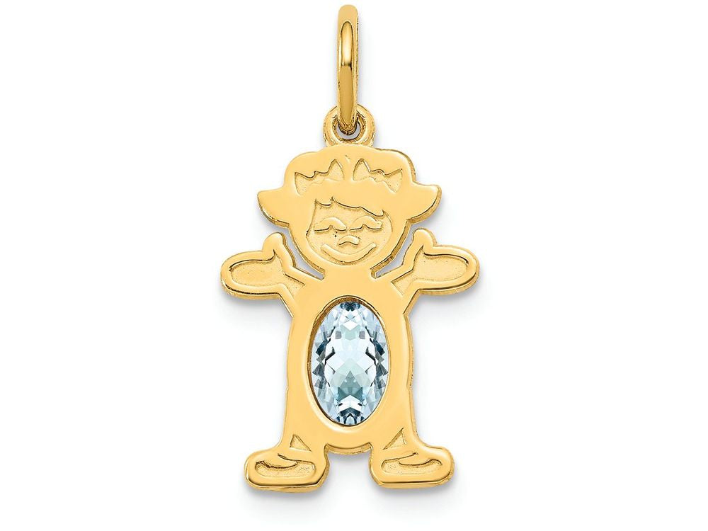 FJC Finejewelers 14k Yellow Gold Girl 6x4 Oval Genuine Aquamarine March Birthstone Charm