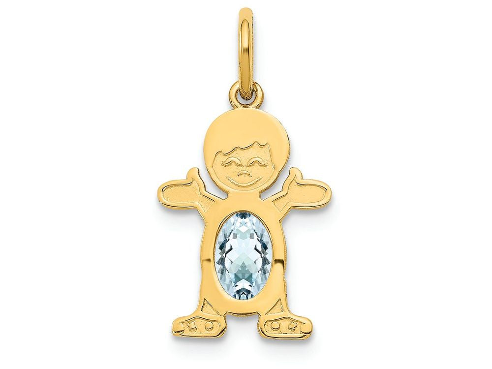 FJC Finejewelers 14k Yellow Gold Boy 6x4 Oval Genuine Aquamarine March Birthstone Charm