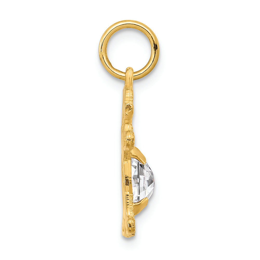 FJC Finejewelers 14k Yellow Gold Girl 6x4 Oval Genuine White Topaz April Birthstone Charm