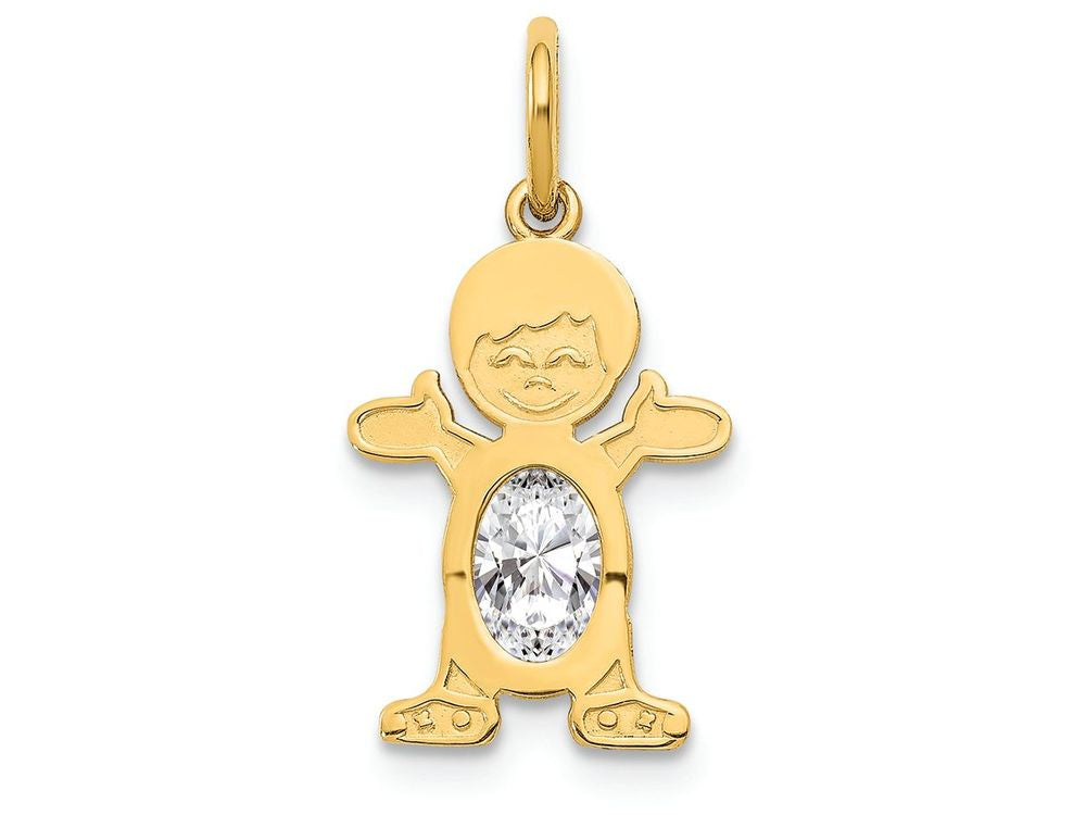 FJC Finejewelers 14k Yellow Gold Boy 6x4 Oval Genuine White Topaz April Birthstone Charm