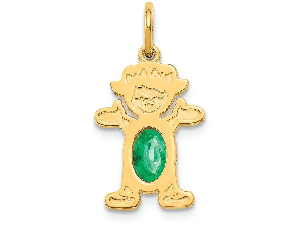 FJC Finejewelers 14k Yellow Gold Girl 6x4 Oval Genuine Emerald May Birthstone Charm