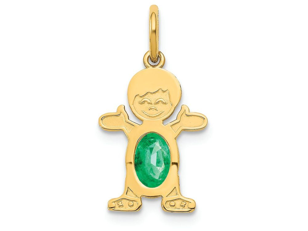 FJC Finejewelers 14k Yellow Gold Boy 6x4 Oval Genuine Emerald May Birthstone Charm