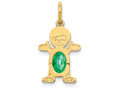 FJC Finejewelers 14k Yellow Gold Boy 6x4 Oval Genuine Emerald May Birthstone Charm