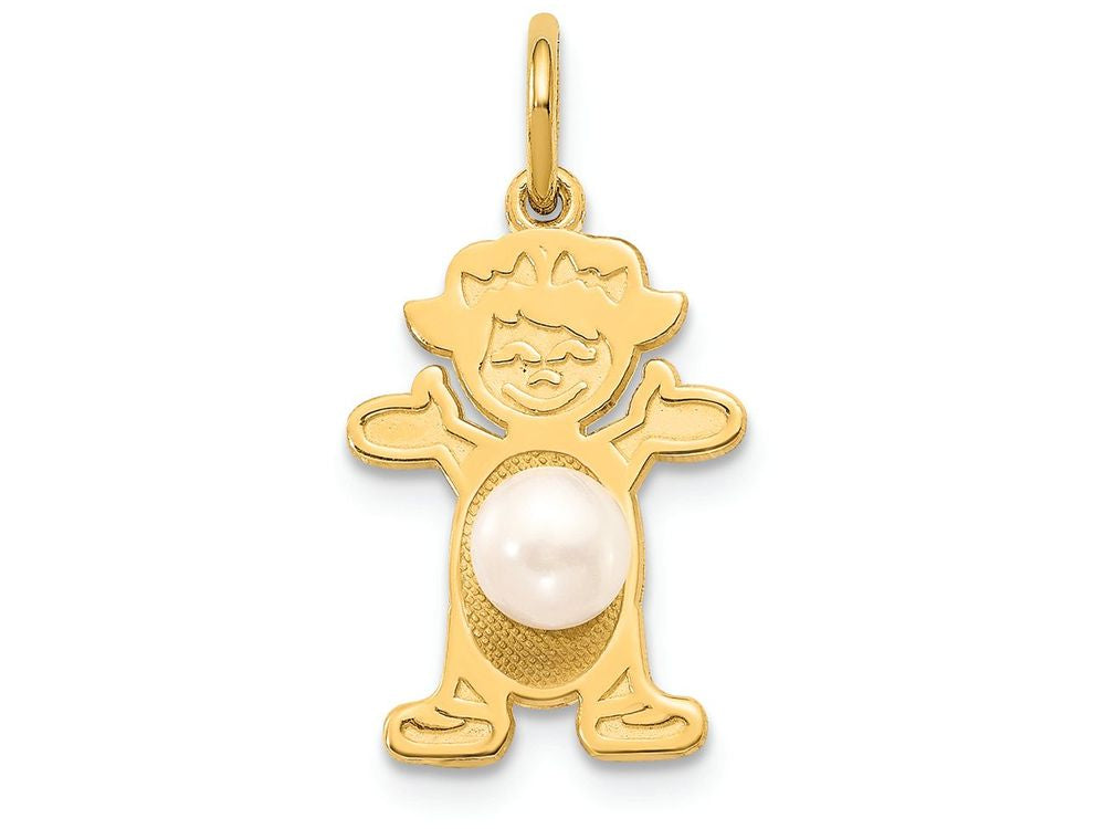 FJC Finejewelers 14k Yellow Gold Girl 4mm Fw Cultured Pearl-june Charm