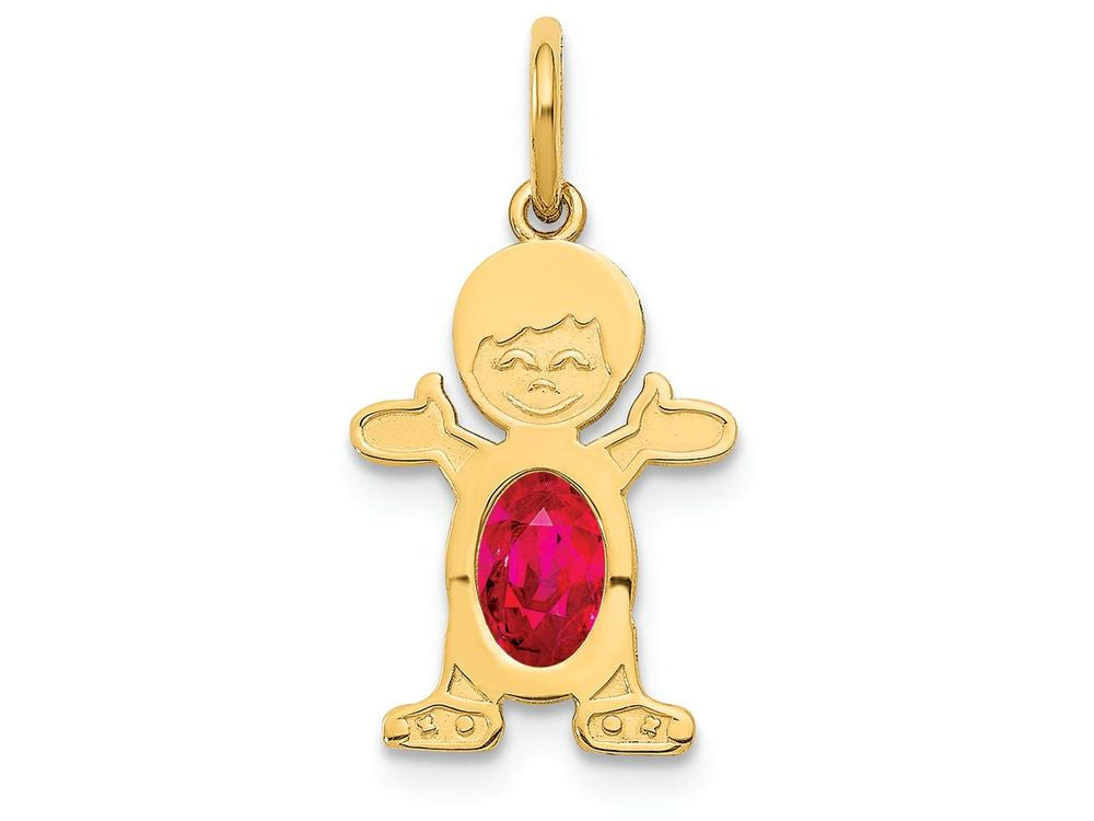 FJC Finejewelers 14k Yellow Gold Boy 6x4 Oval Genuine Ruby-july Charm