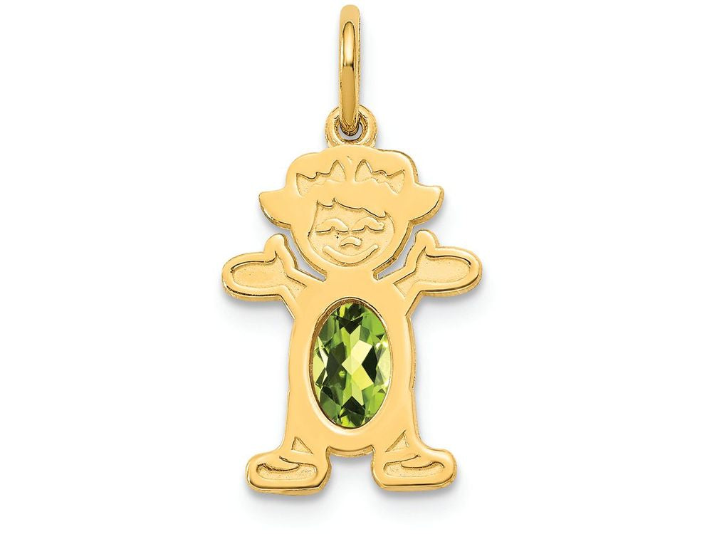 FJC Finejewelers 14k Yellow Gold Girl 6x4 Oval Genuine Peridot August Birthstone Charm