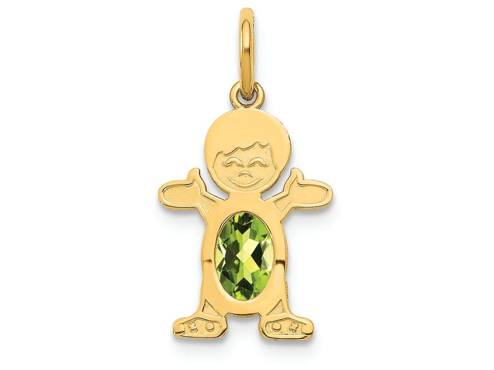 FJC Finejewelers 14k Yellow Gold Boy 6x4 Oval Genuine Peridot August Birthstone Charm