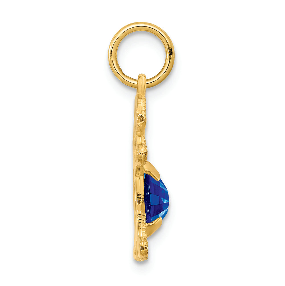 FJC Finejewelers 14k Yellow Gold Girl 6x4 Oval Genuine Sapphire September Birthstone Charm