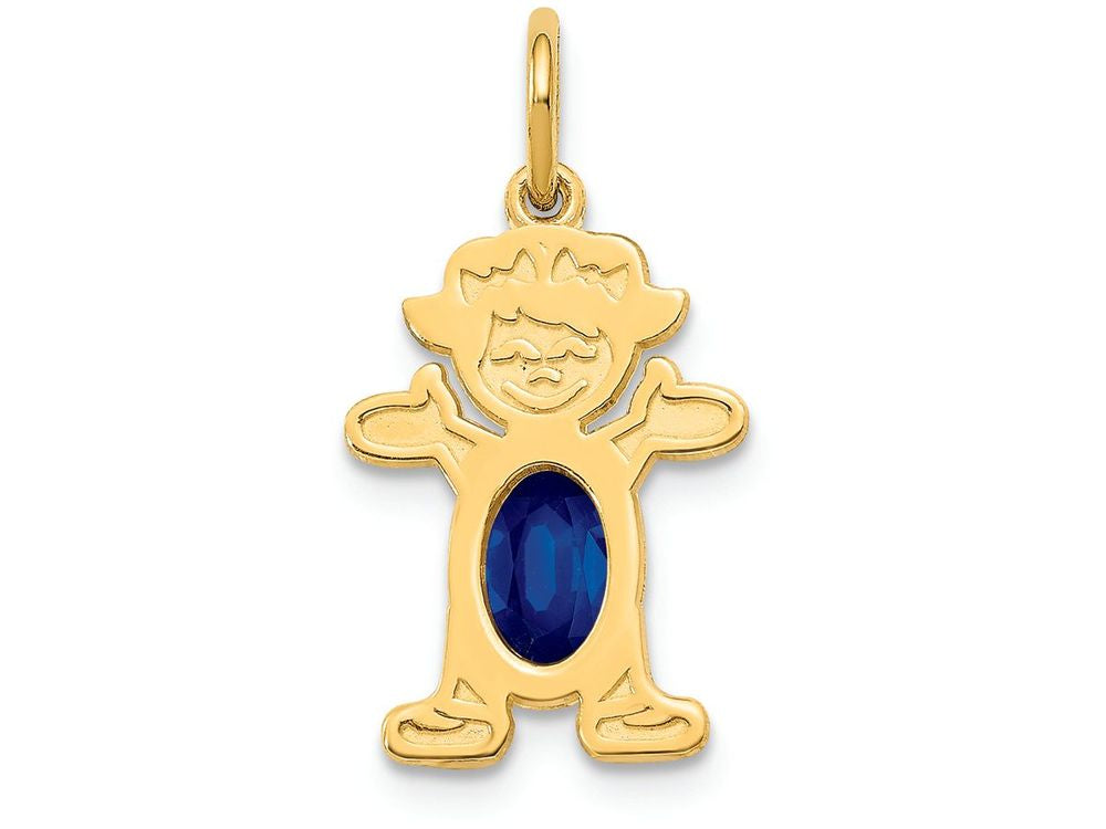 FJC Finejewelers 14k Yellow Gold Girl 6x4 Oval Genuine Sapphire September Birthstone Charm
