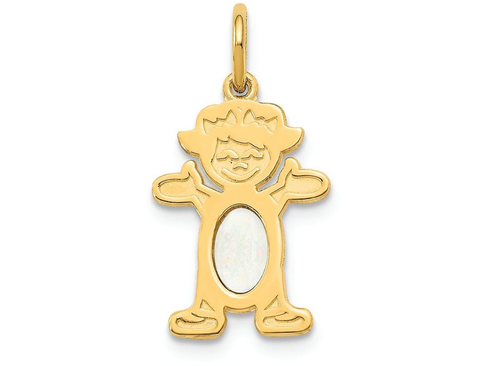 FJC Finejewelers 14k Yellow Gold Girl 6x4 Oval Genuine Opal October Birthstone Charm