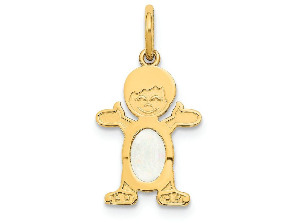 FJC Finejewelers 14k Yellow Gold Boy 6x4 Oval Genuine Opal October Birthstone Charm