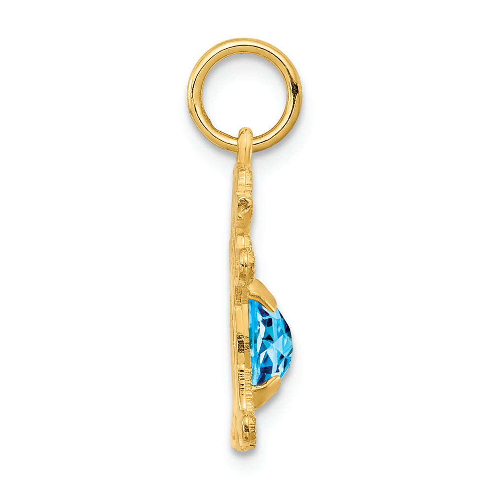 FJC Finejewelers 14k Yellow Gold Girl 6x4 Oval Genuine Blue Topaz December Birthstone Charm