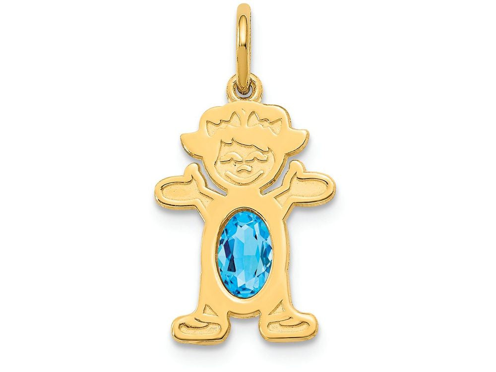 FJC Finejewelers 14k Yellow Gold Girl 6x4 Oval Genuine Blue Topaz December Birthstone Charm