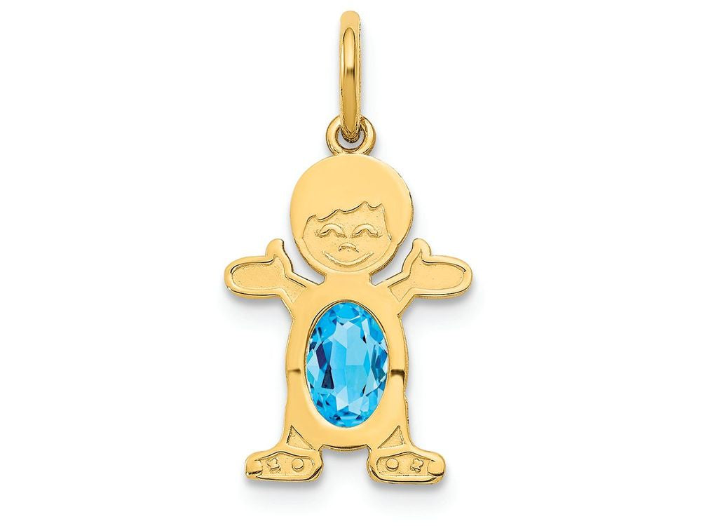 FJC Finejewelers 14k Yellow Gold Boy 6x4 Oval Genuine Blue Topaz December Birthstone Charm