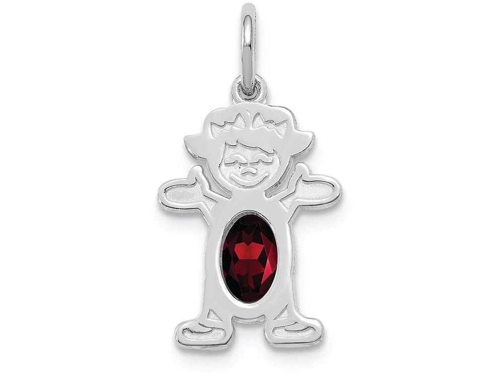 FJC Finejewelers 14k White Gold Girl 6x4 Oval Genuine Garnet January Birthstone Charm