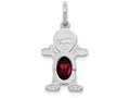 FJC Finejewelers 14k White Gold Boy 6x4 Oval Genuine Garnet January Birthstone Charm
