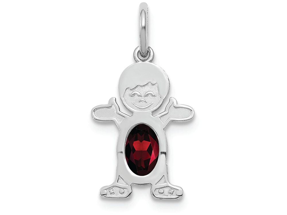 FJC Finejewelers 14k White Gold Boy 6x4 Oval Genuine Garnet January Birthstone Charm