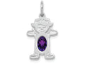 FJC Finejewelers 14k White Gold Girl 6x4 Oval Genuine Amethyst February Birthstone Charm