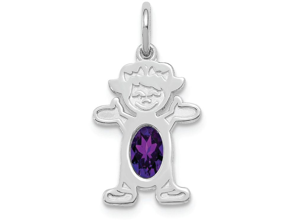 FJC Finejewelers 14k White Gold Girl 6x4 Oval Genuine Amethyst February Birthstone Charm