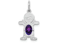FJC Finejewelers 14k White Gold Boy 6x4 Oval Genuine Amethyst February Birthstone Charm