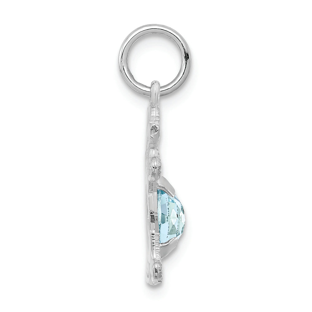 FJC Finejewelers 14k White Gold Girl 6x4 Oval Genuine Aquamarine March Birthstone Charm