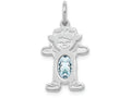 FJC Finejewelers 14k White Gold Girl 6x4 Oval Genuine Aquamarine March Birthstone Charm