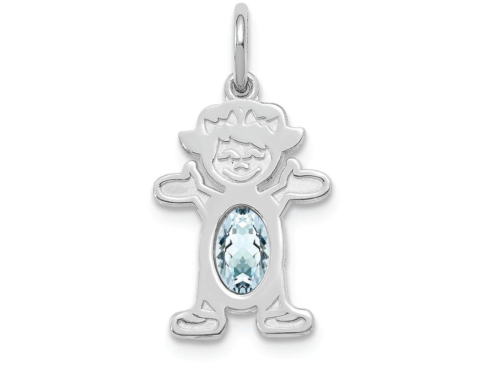 FJC Finejewelers 14k White Gold Girl 6x4 Oval Genuine Aquamarine March Birthstone Charm