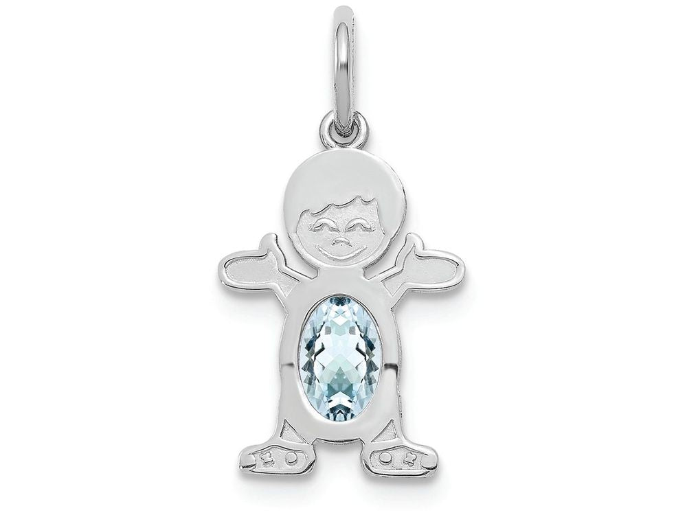 FJC Finejewelers 14k White Gold Boy 6x4 Oval Genuine Aquamarine March Birthstone Charm