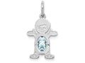 FJC Finejewelers 14k White Gold Boy 6x4 Oval Genuine Aquamarine March Birthstone Charm